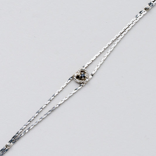 Silber Armband 835 Herz Blauer Stein 18,5 cm 3,4 g0