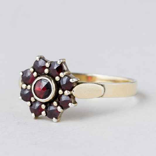 Silber Ring 900 Rote Steine Größe 54 (17,2 mm Ø) 2,18 g0