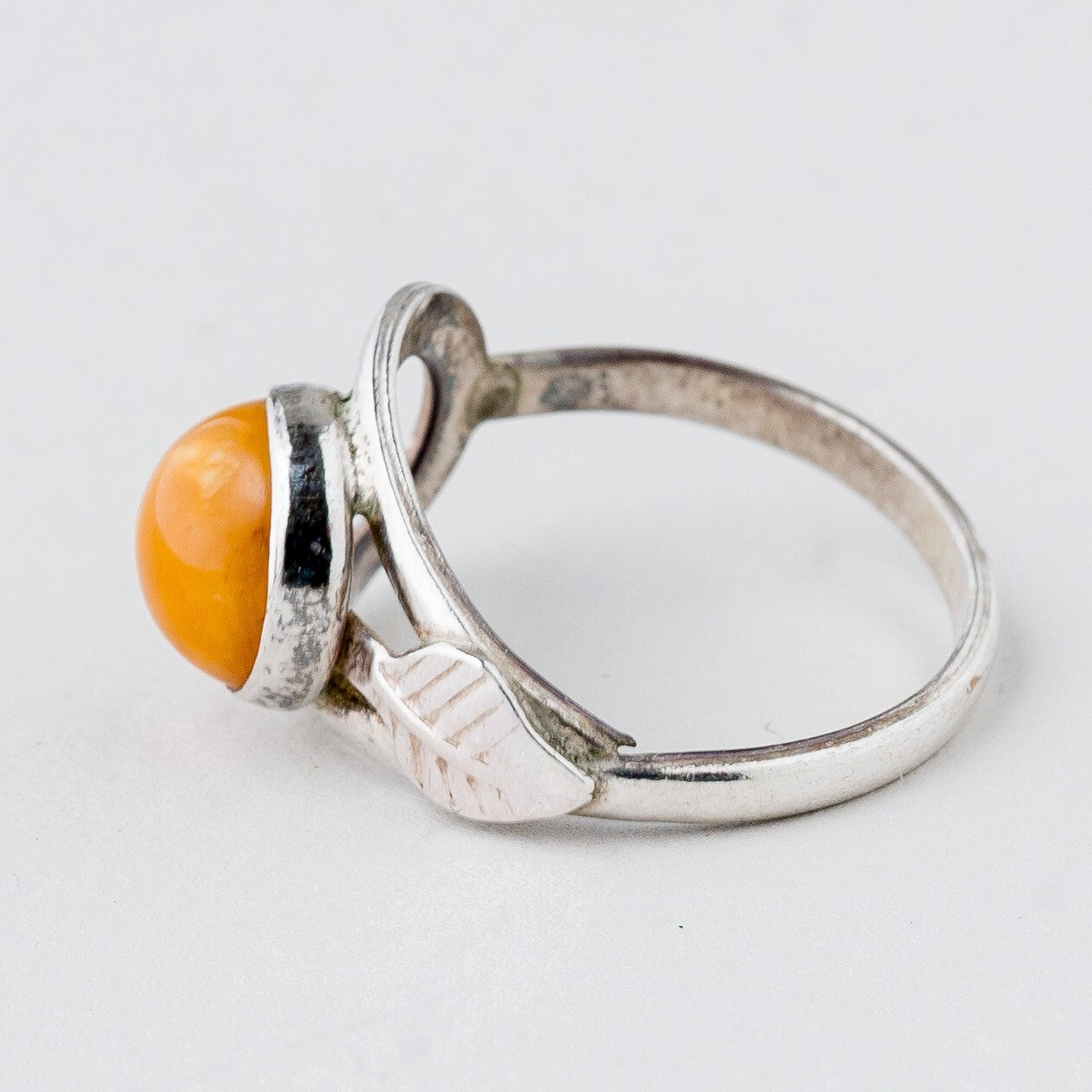 Silber Ring 925 Bernstein Größe 52 (16,5 mm Ø) 2,13 g4