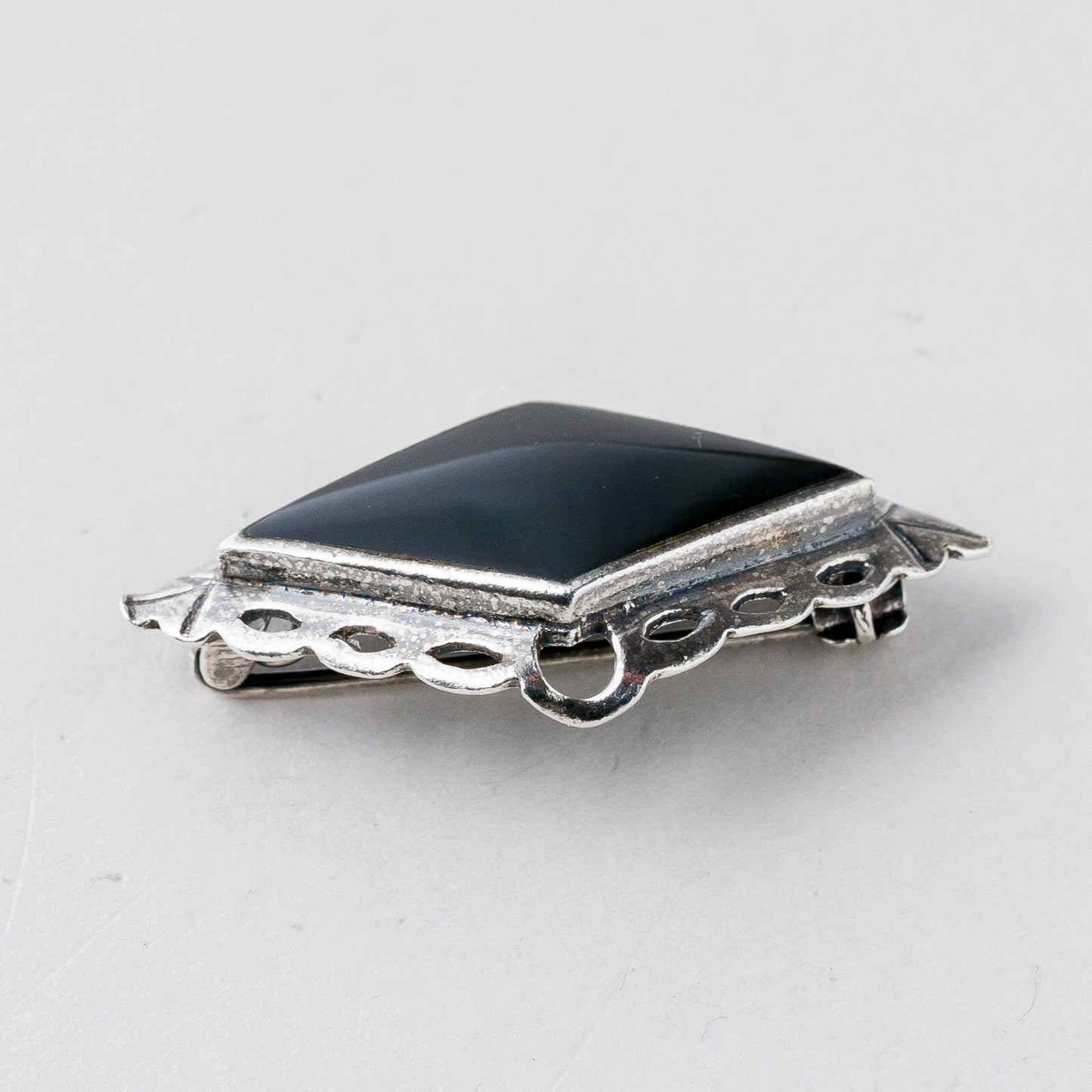 Silber Brosche 925 Schwarzer Stein 3,5 cm 4,49 g2