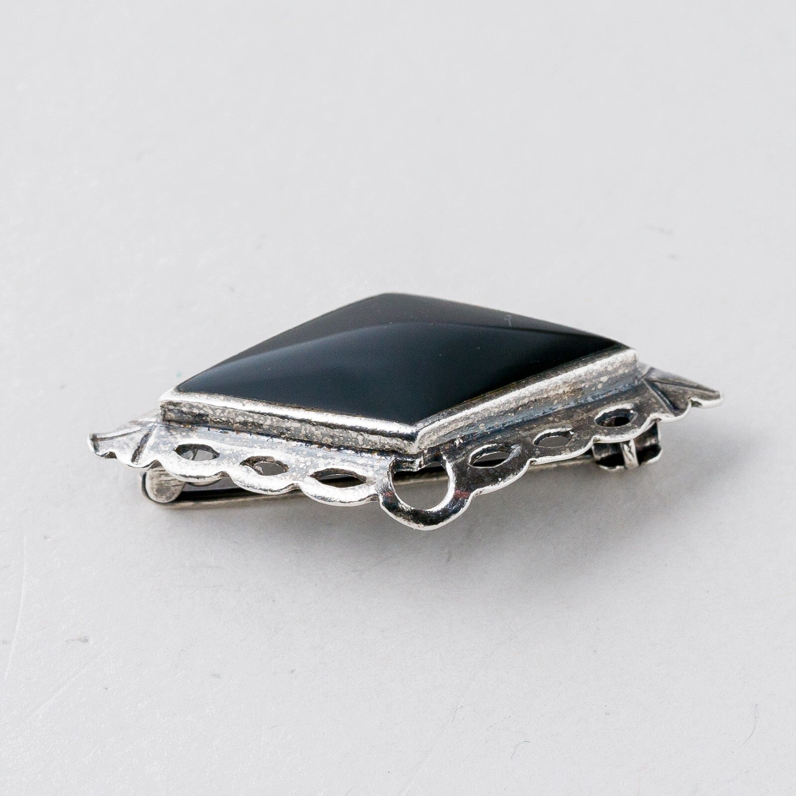Silber Brosche 925 Schwarzer Stein 3,5 cm 4,49 g2