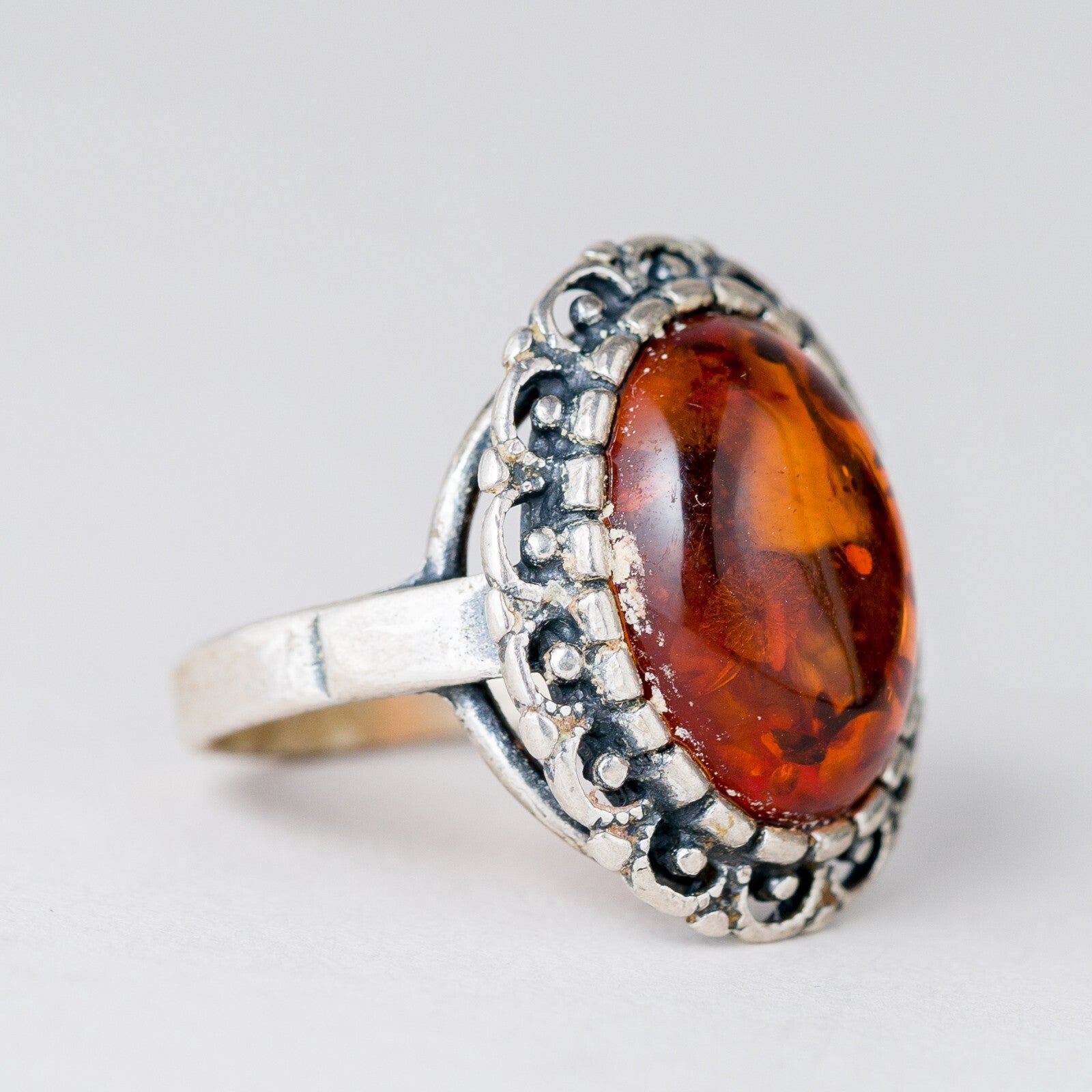 Ring Bernstein 5,1 g 925er Silber Größe 53 (16,8 mm Ø)1