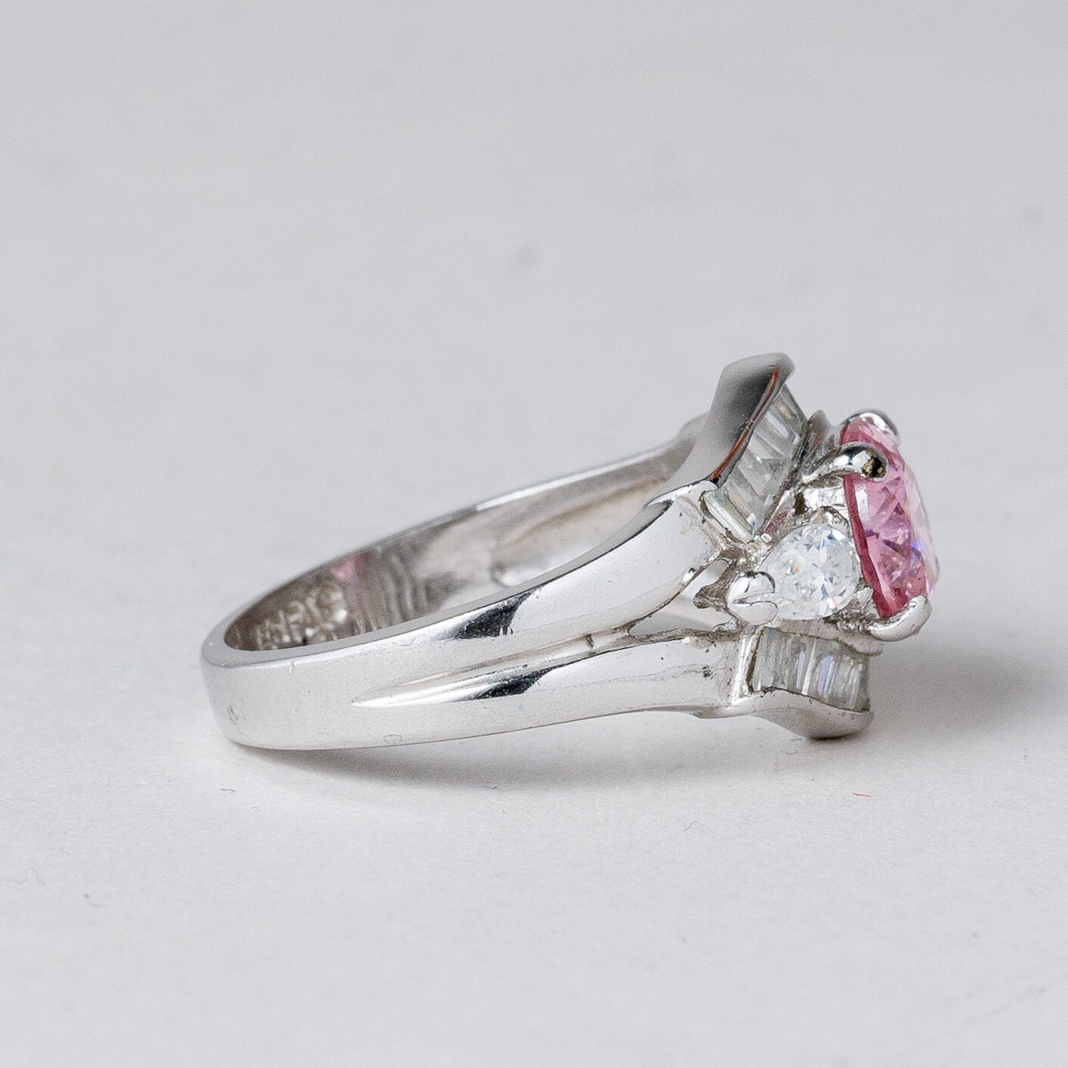 Silber Ring 925 Rosa Stein Größe 57 (18,1 mm Ø) 5,5 g2