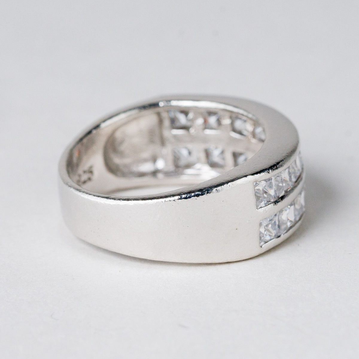 Silber Ring 925 Weiße Steine Größe 57 (18,1 mm Ø) 6,8 g3
