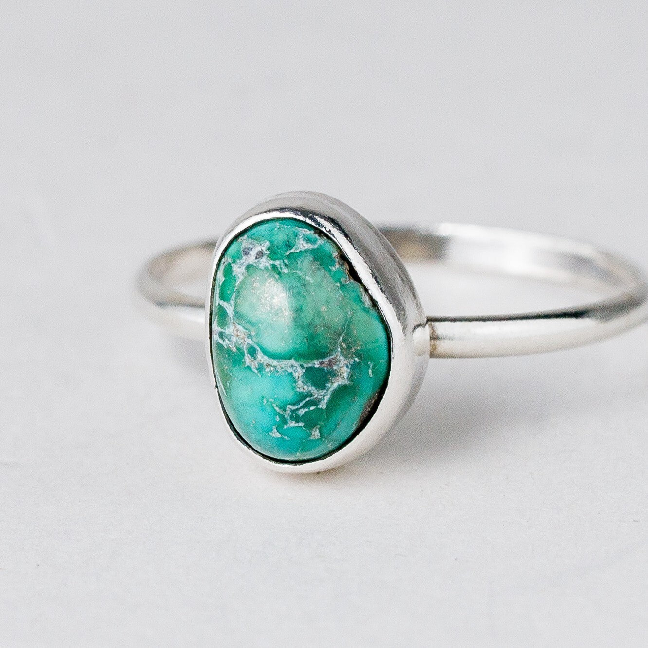 Silber Ring Grüner Stein Größe 56 (17,8 mm Ø) 1,37 g6