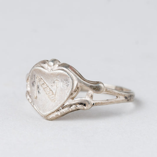 Ring Herz "N" 1,06 g 835er Silber Größe 46 (14,6 mm Ø)0