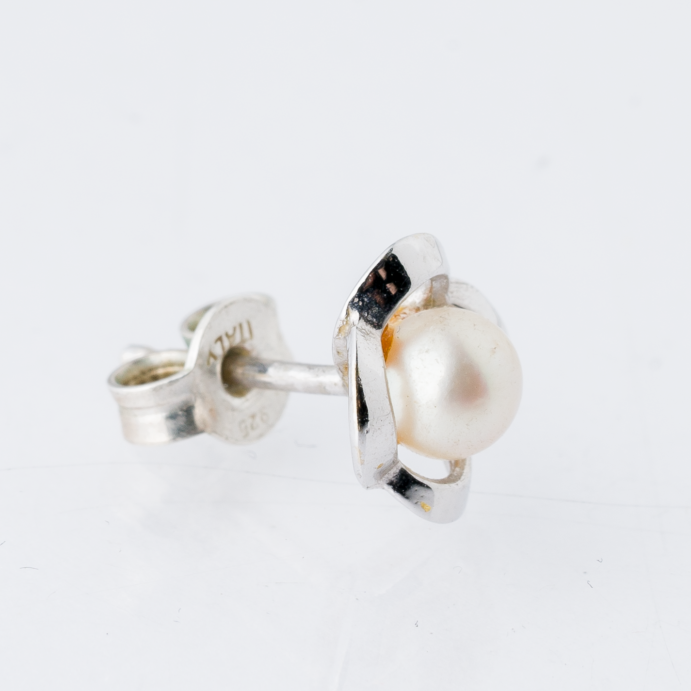 Einzelner Ohrring Ohrstecker Perle Silber 0,71 g1