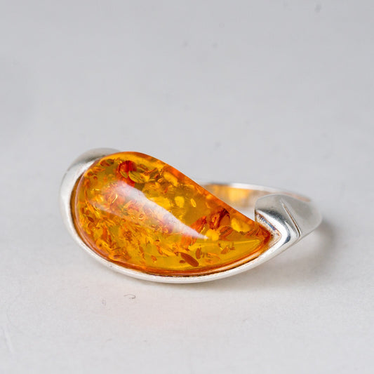 Silber Ring 925 Bernstein-Imitat Größe 57 (18,1 mm Ø) 5,47 g0