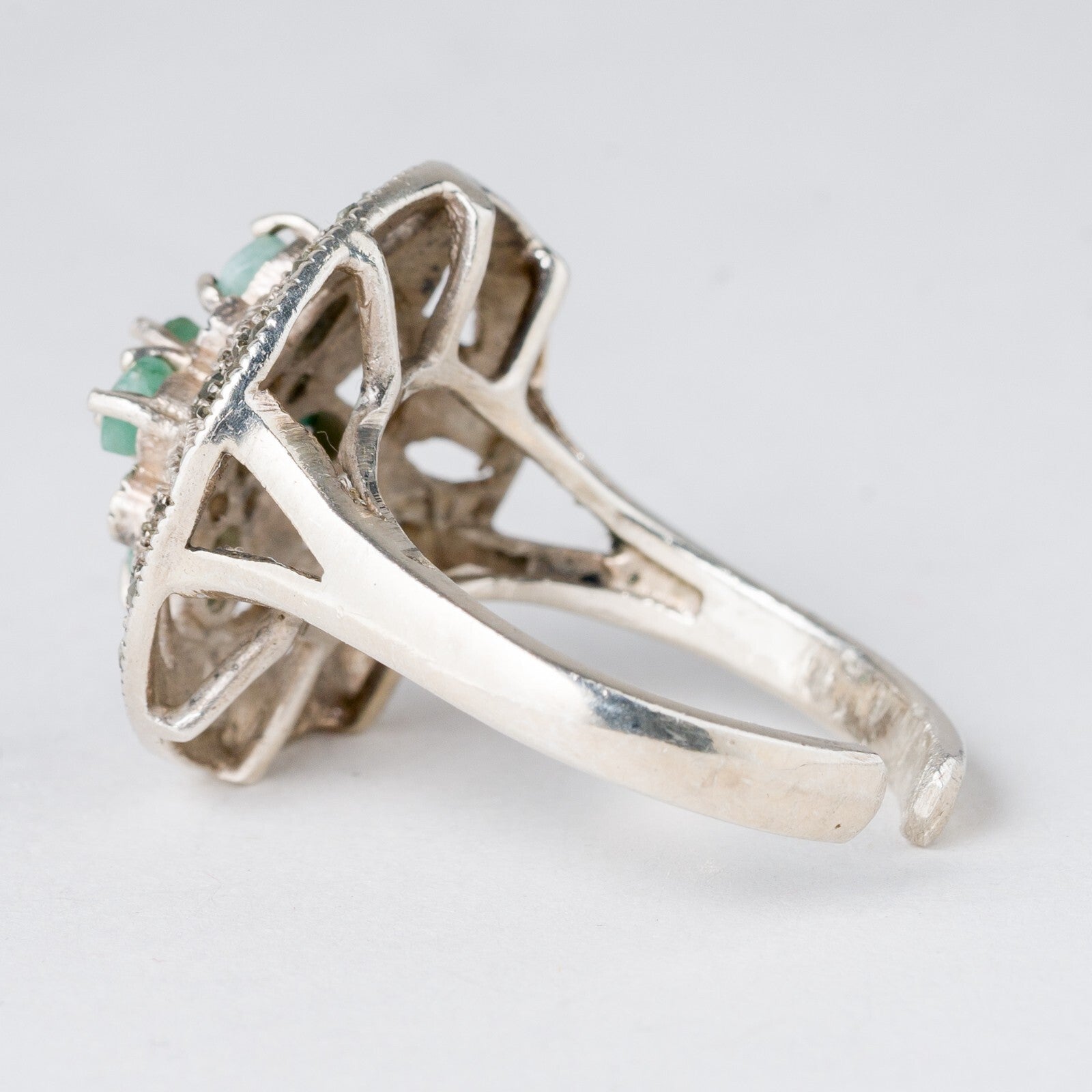 Silber Ring 925 Grüne Steine Größe flexibel ca. 57 7,37 g4