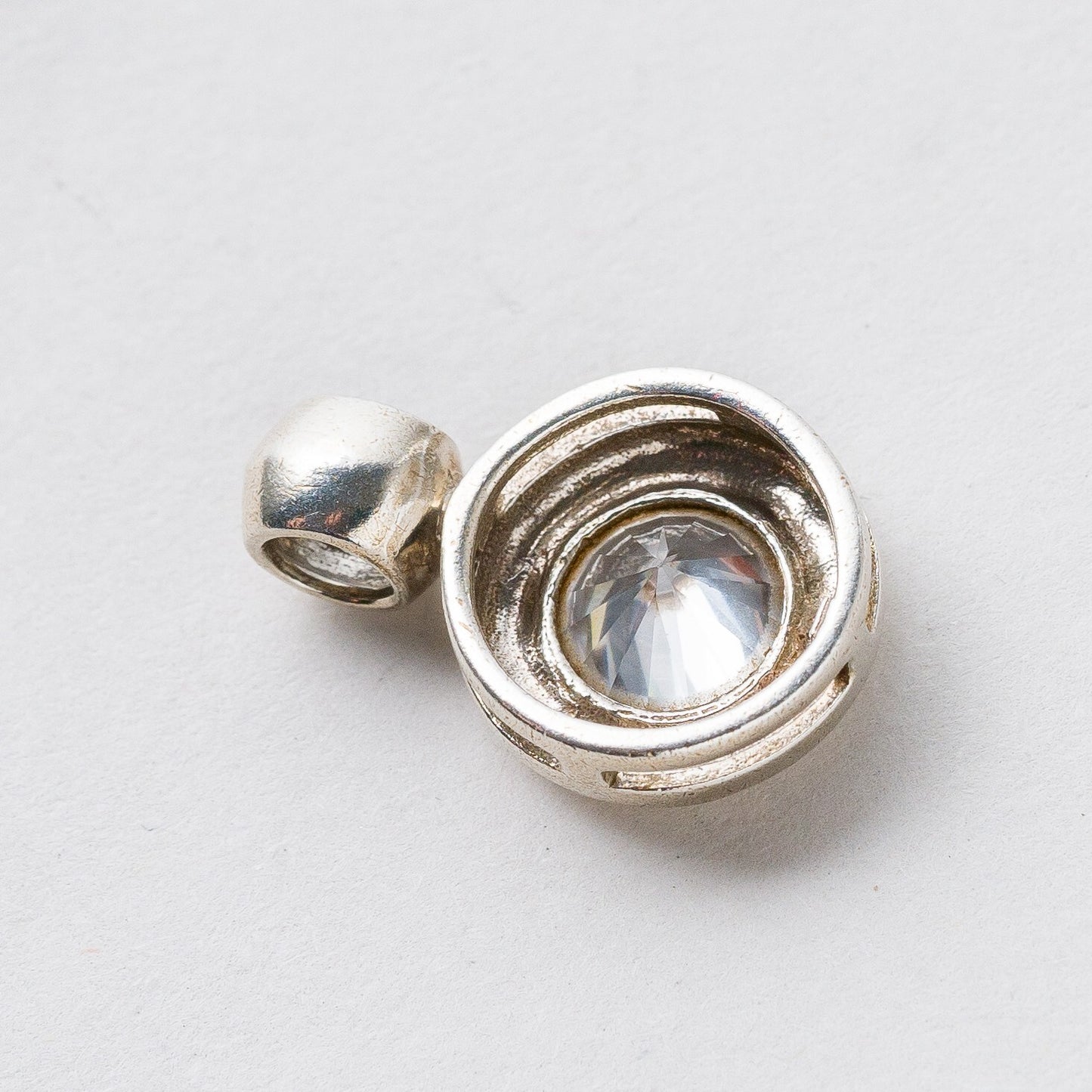 Silber Anhänger Kettenanhänger 925 Weißer Stein 2 cm 3 g3