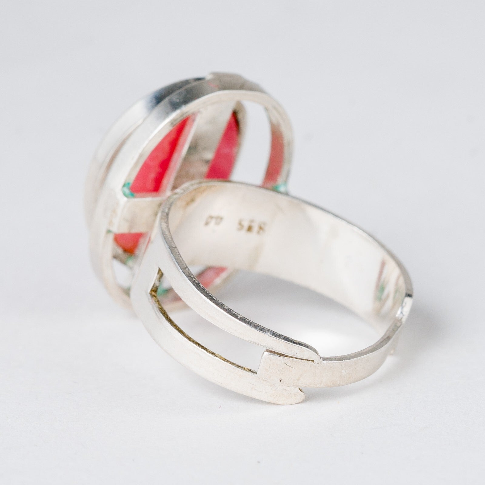 Silber Ring 835 Roter Stein Größe flexibel ca. 55 7,18 g3