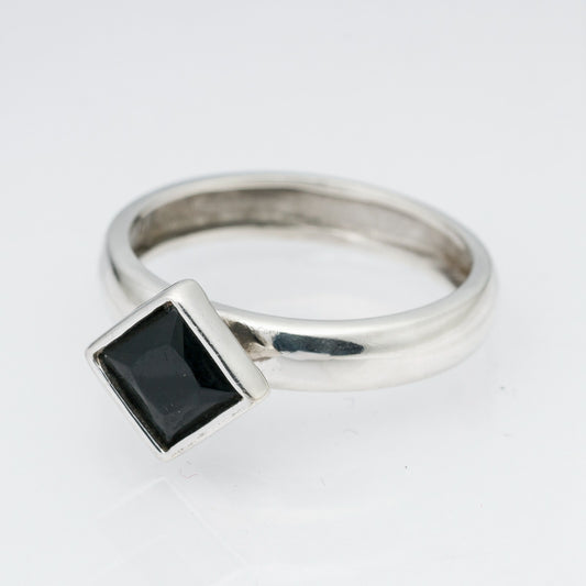 Silberring Schwarzer Stein 925er Silber 2,63 g Größe 54 (17,2 mm Ø)0