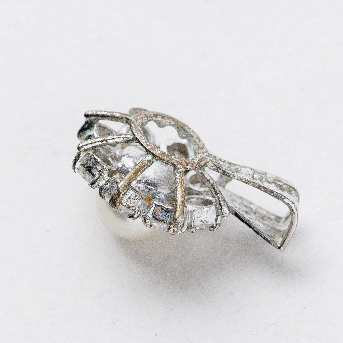 Anhänger 835 Silber Perle Weiße Steine 1,6 cm 1,54 g3
