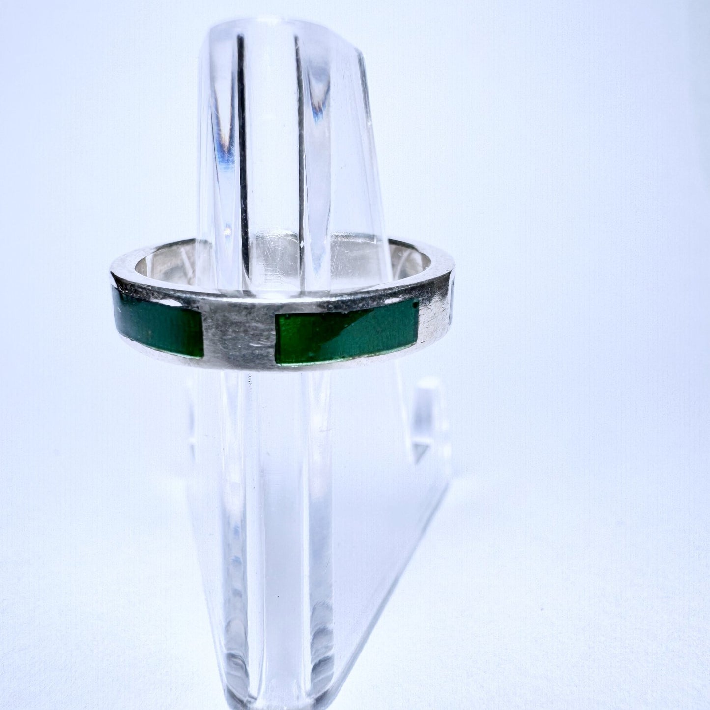 Ring 125er Silber Größe 55 mit grüner Emaille 3,60g3
