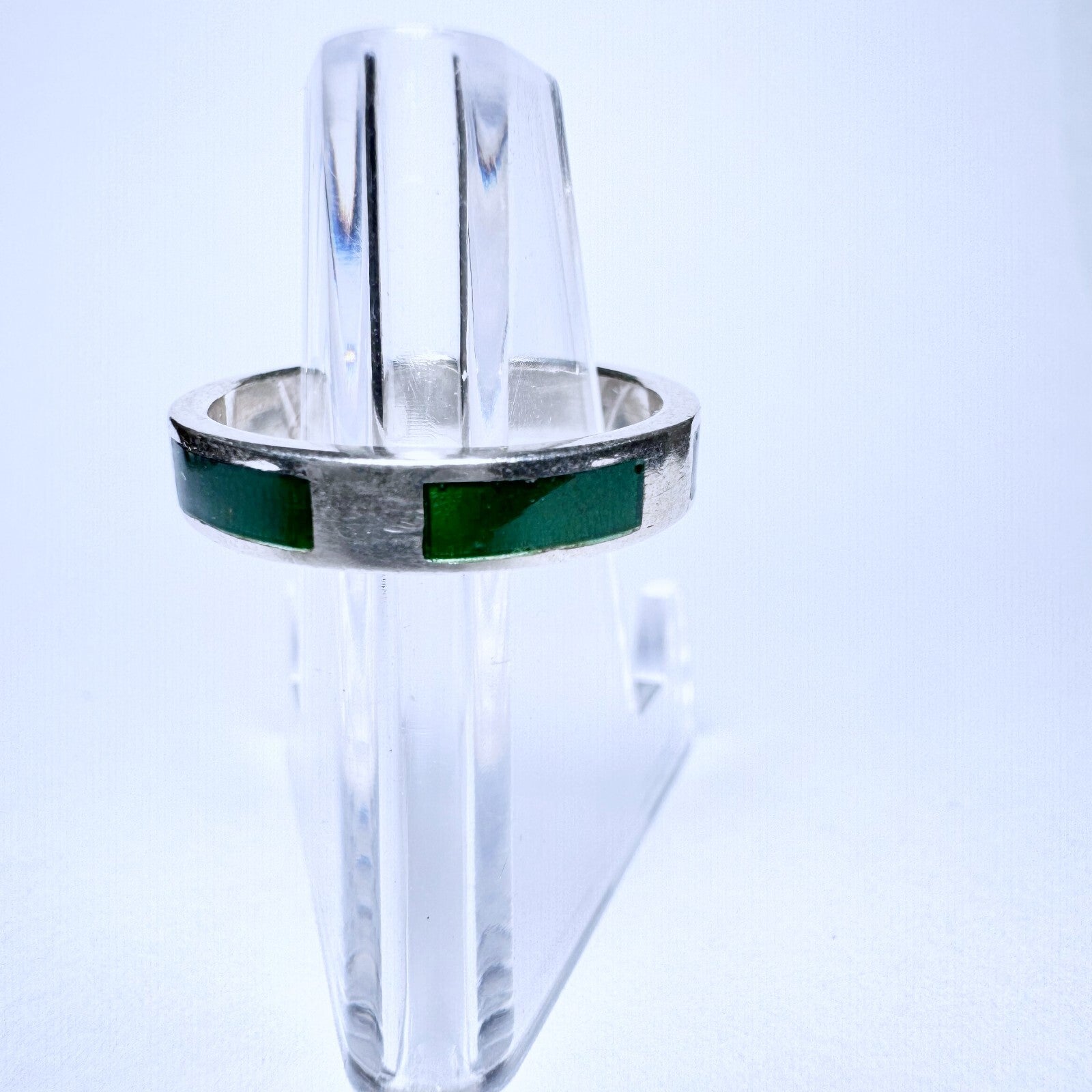 Ring 125er Silber Größe 55 mit grüner Emaille 3,60g3