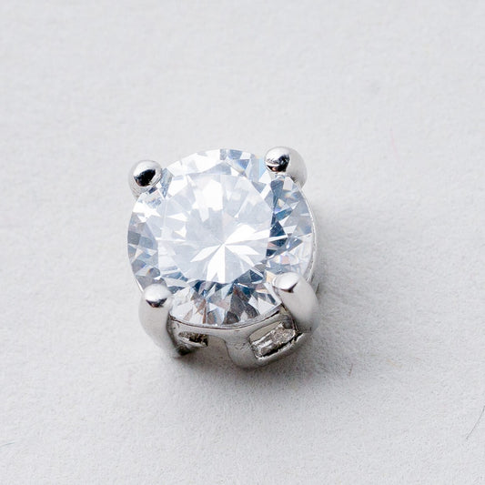 Anhänger Silber 925 Weißer Stein 0,6 cm 1 g0
