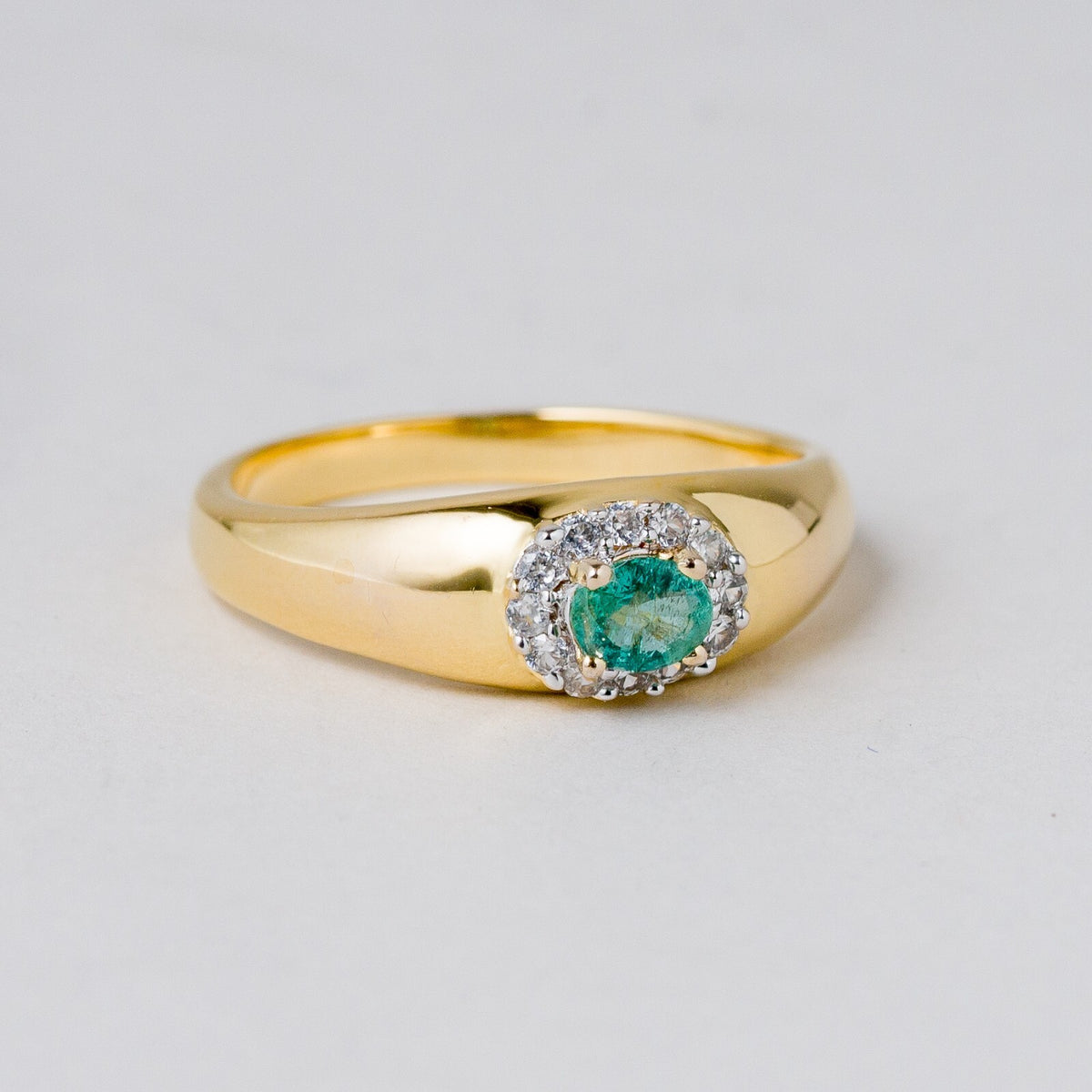 Silber Ring 925 Vergoldet Grüner Stein Größe 63 (20,0 mm Ø) 3,98 g5