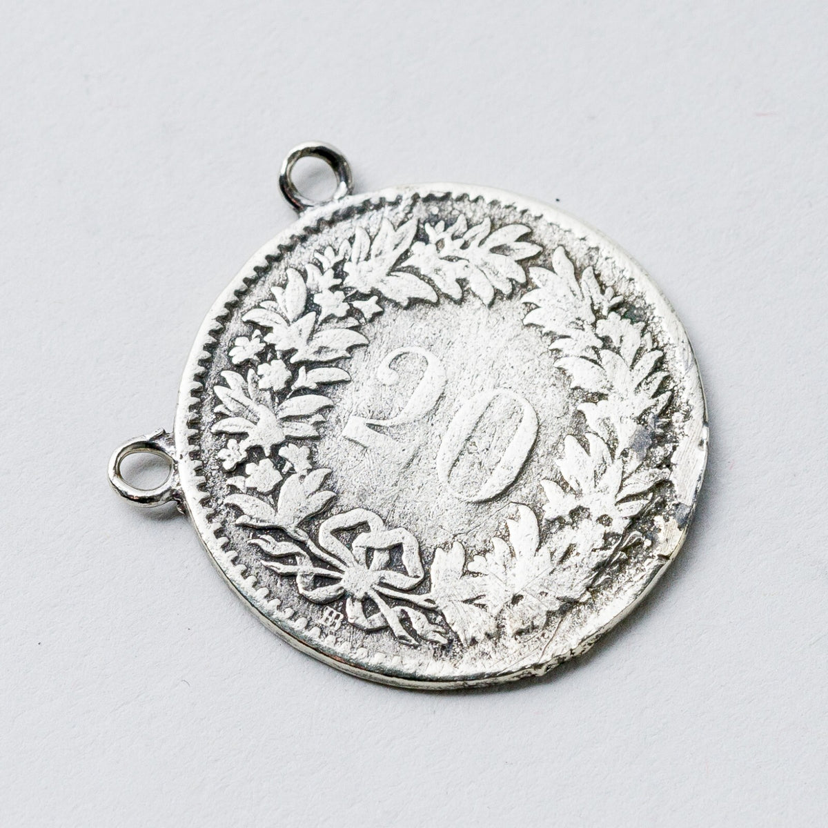 Anhänger Silber 20 Rapppen Helvetia 1850 2,2 cm 3,22 g0
