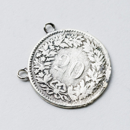 Anhänger Silber 20 Rapppen Helvetia 1850 2,2 cm 3,22 g0