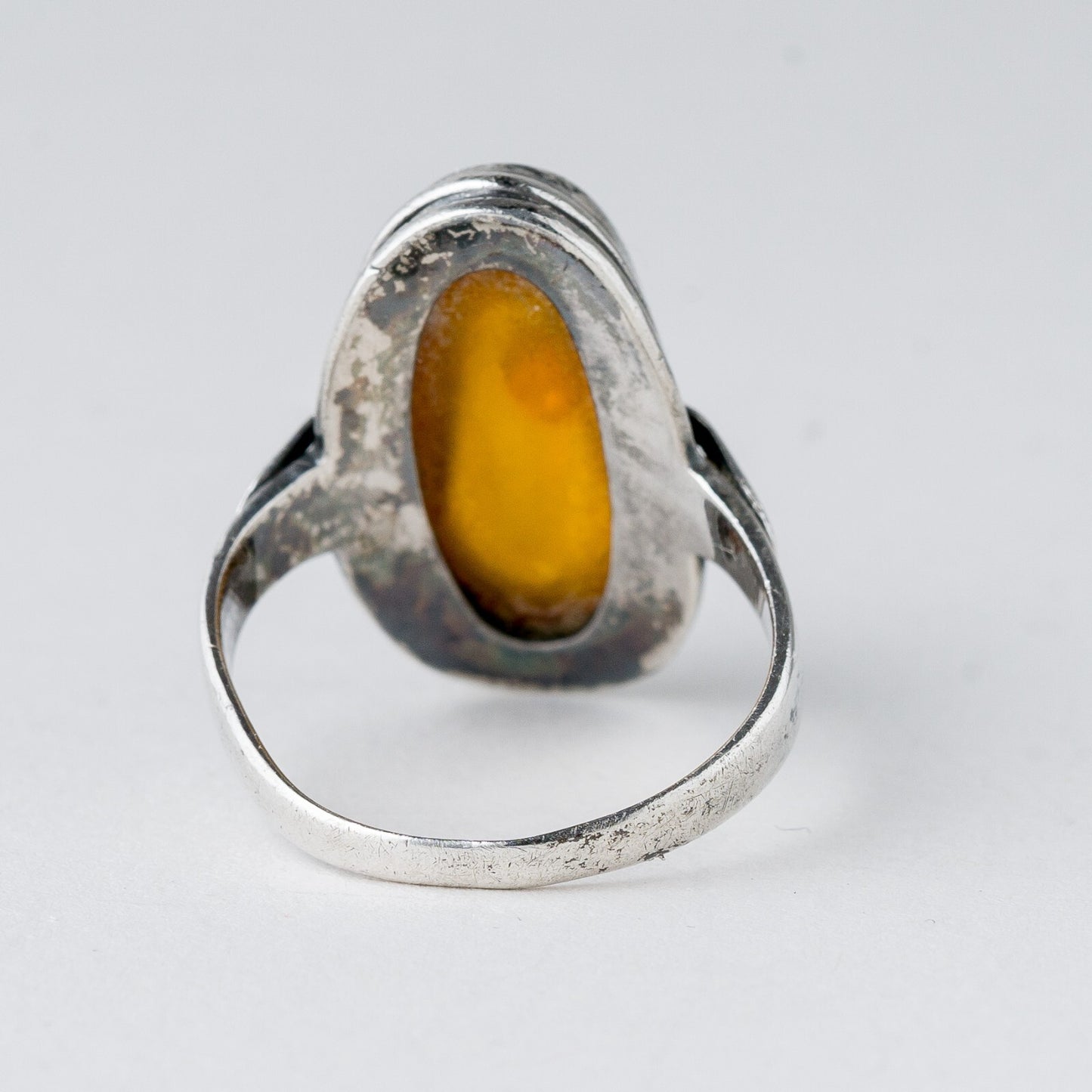Silber Ring 835 Bernstein Größe 53 (16,8 mm Ø) 4,16 g3