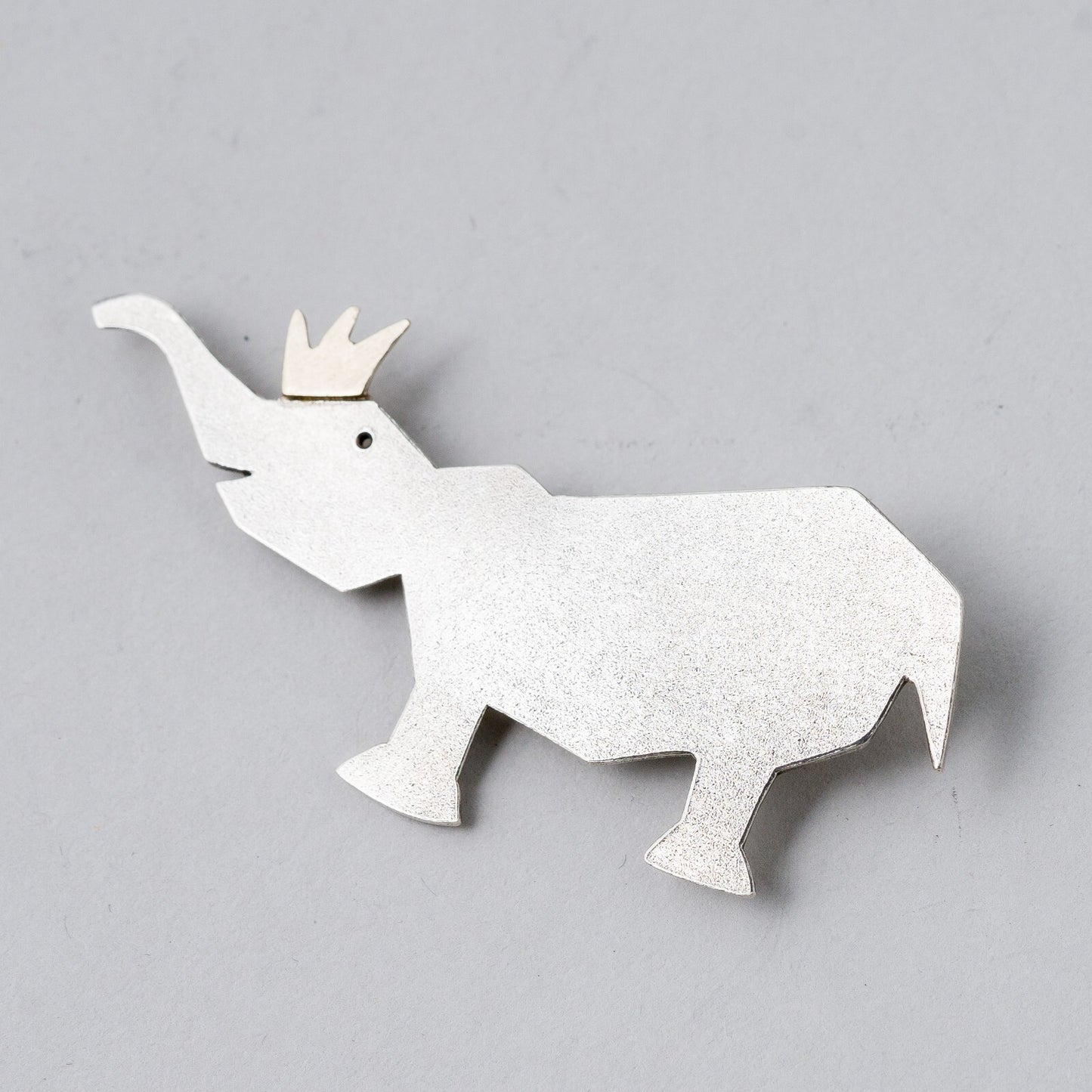 Brosche 925 Silber Elefant mit Krone 5,8 cm 6,33 g0