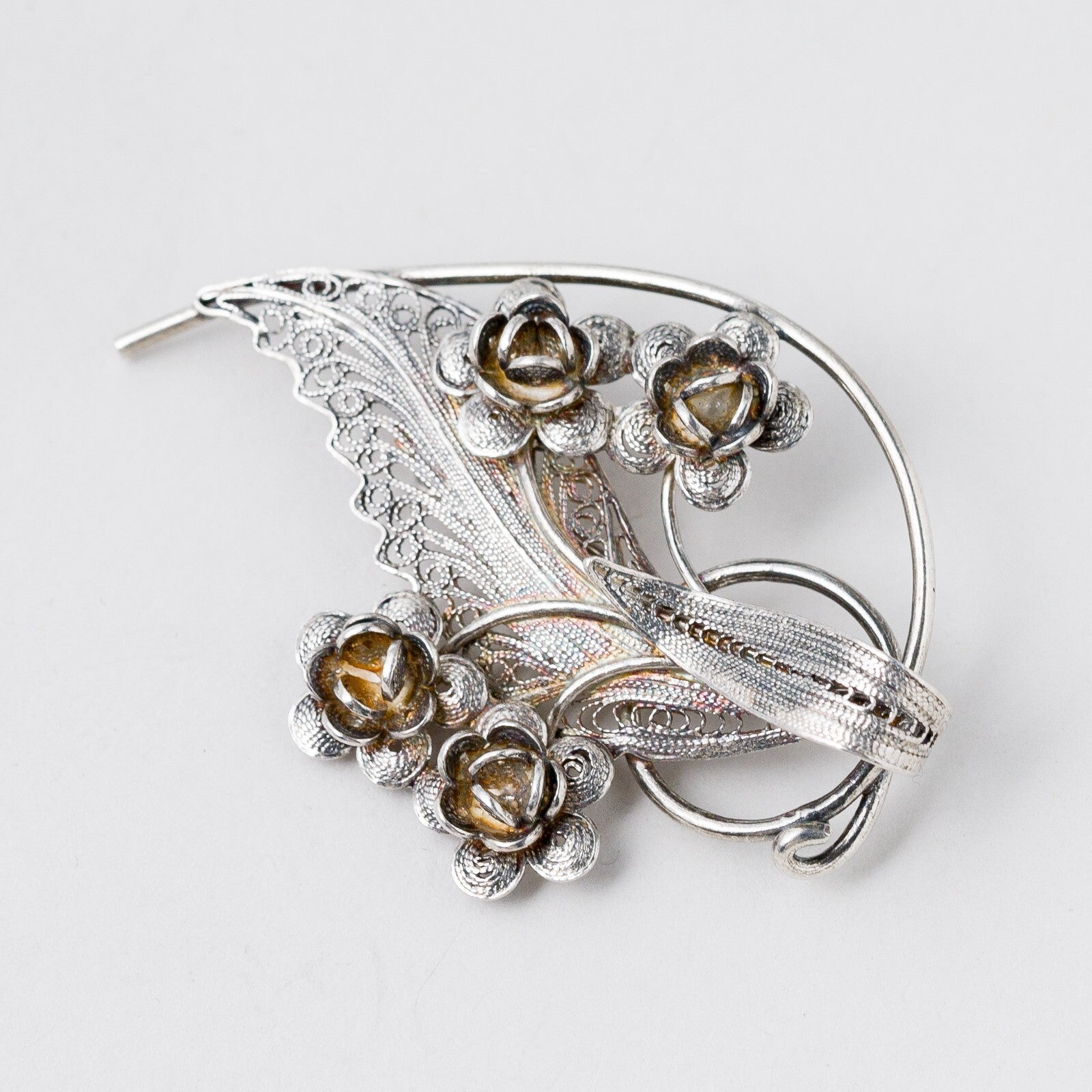 Brosche 925 Silber Filigran 5,3 cm 8,27 g0