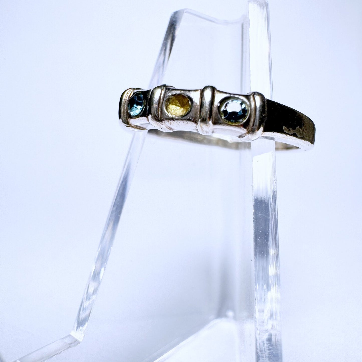 Ring 925er Silber Größe 52 mit blauen Steinen 1,75g0