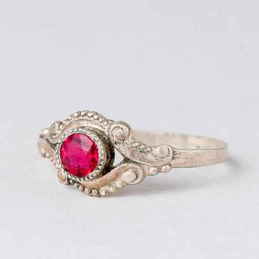 Ring Roter Stein 0,78 g 835er Silber Größe 43 (13,7 mm Ø)0