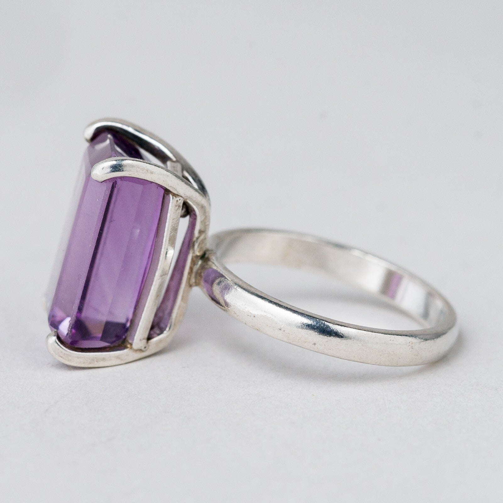 Silber Ring Lila Stein Größe 52 (16,5 mm Ø) 4,5 g1