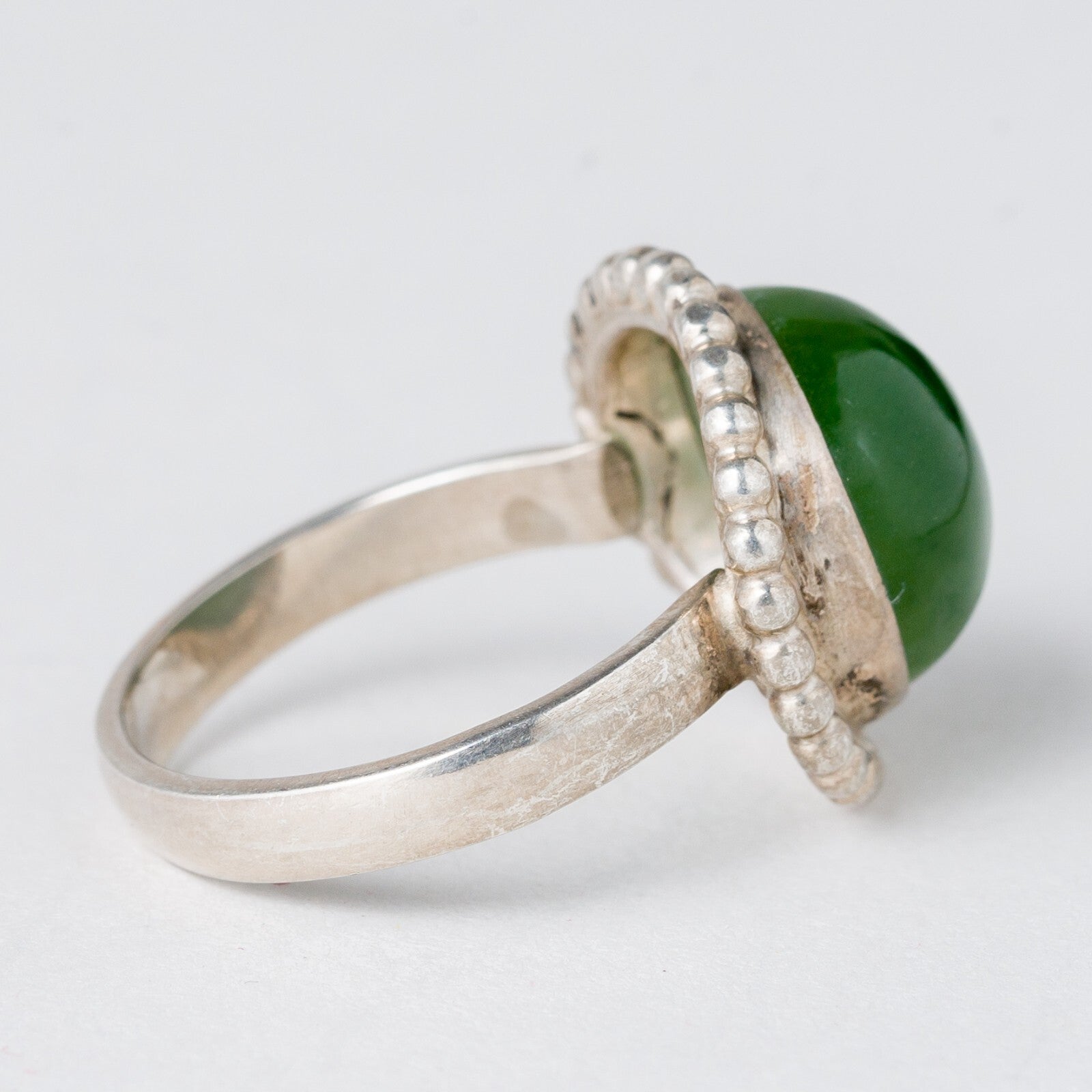 Silber Ring 830 Grüner Stein Größe 52 (16,5 mm Ø) 4,24 g2