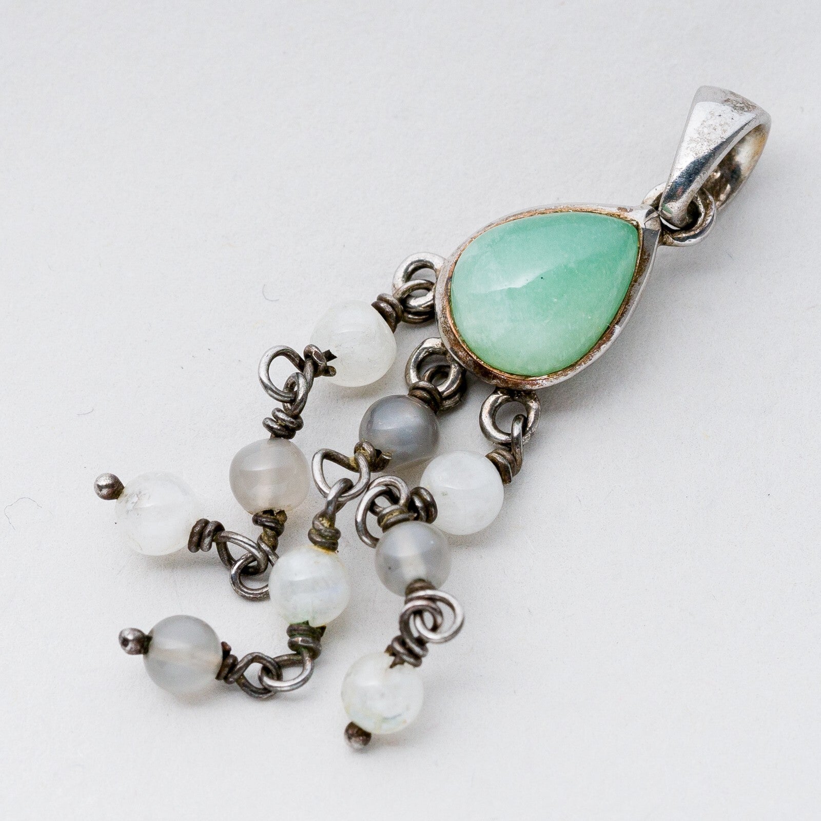 Anhänger Silber 925 Grüner Stein 4,5 cm 3,59 g0