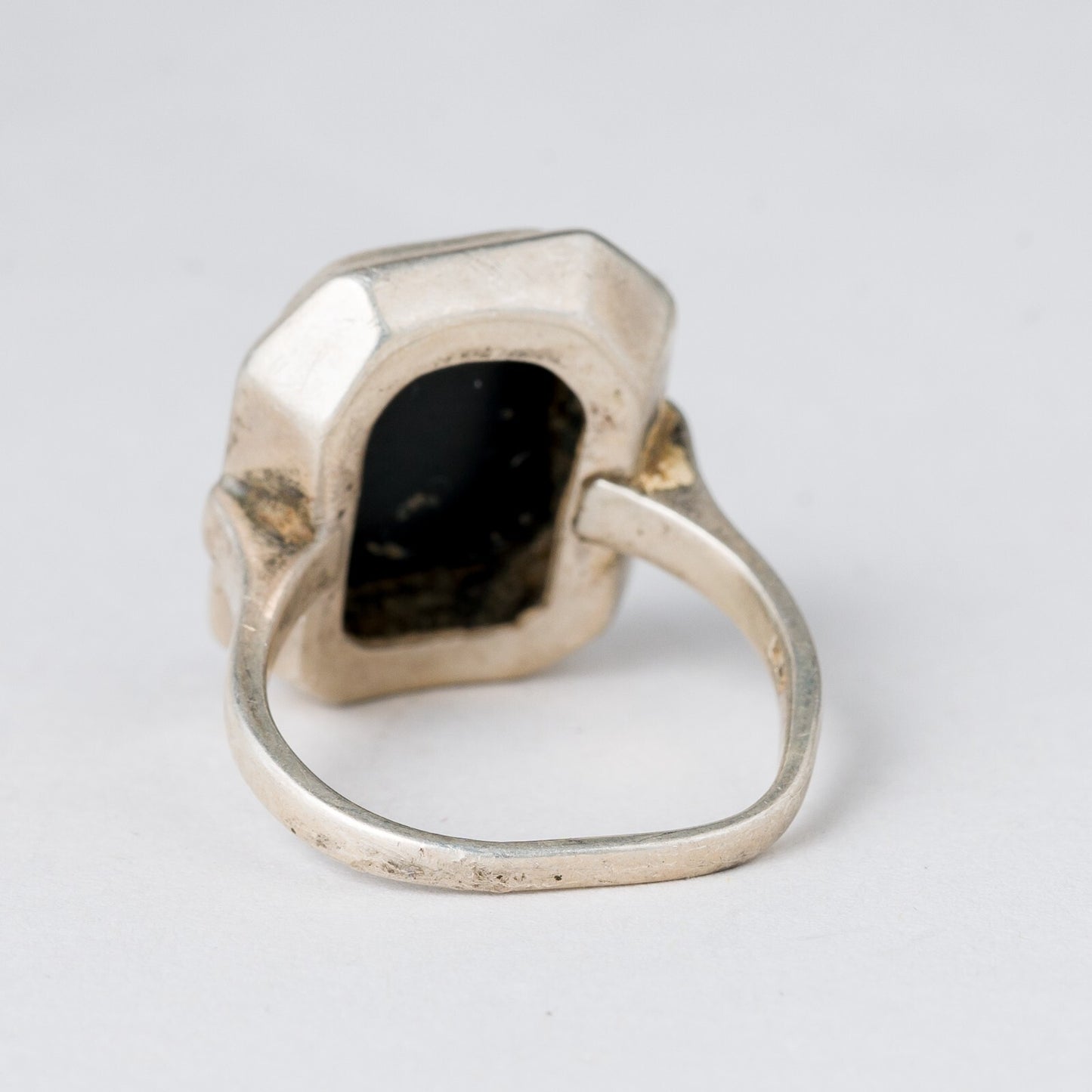 Silber Ring 835 Schwarzer Stein Größe 52 (16,5 mm Ø) 4,92 g3