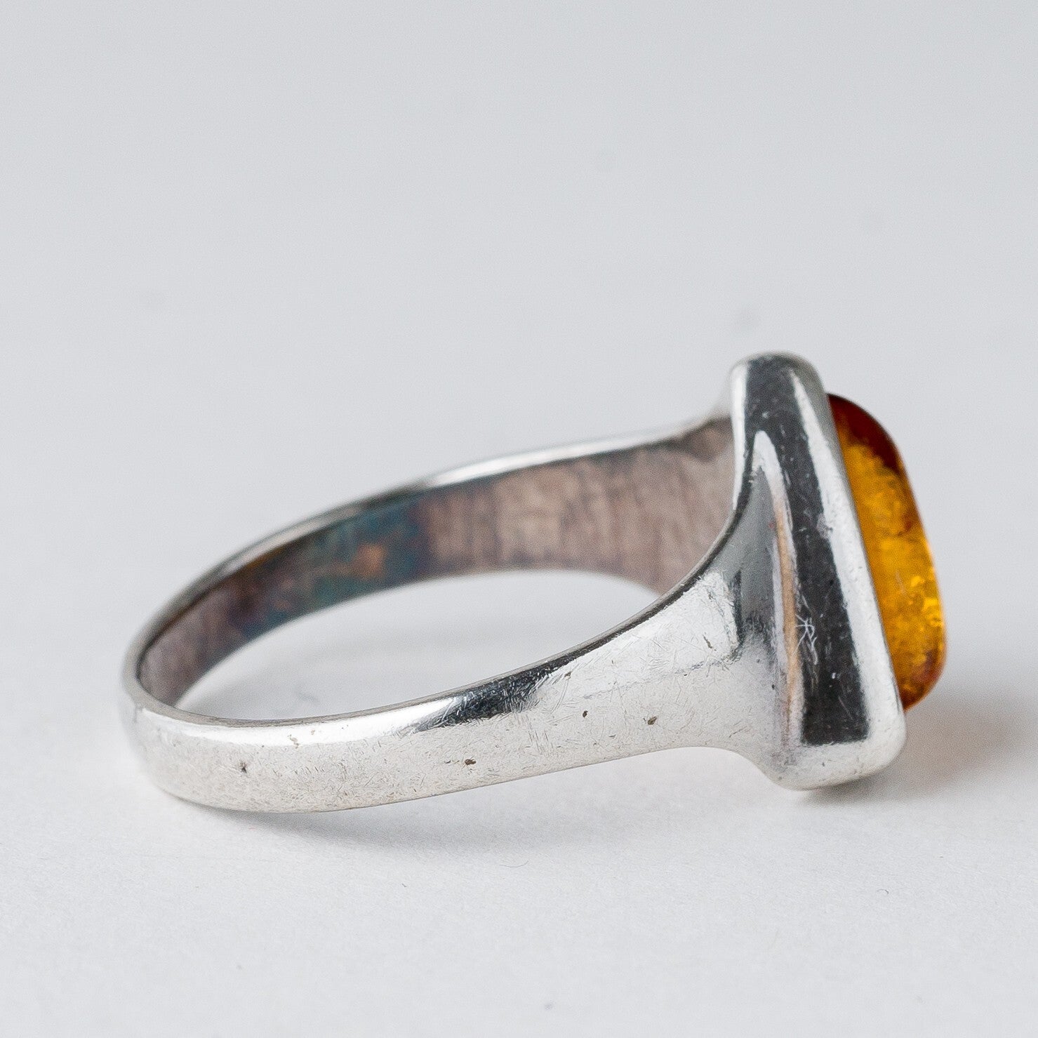 Silber Ring 925 Bernstein Größe 55 (17,5 mm Ø) 2,87 g2
