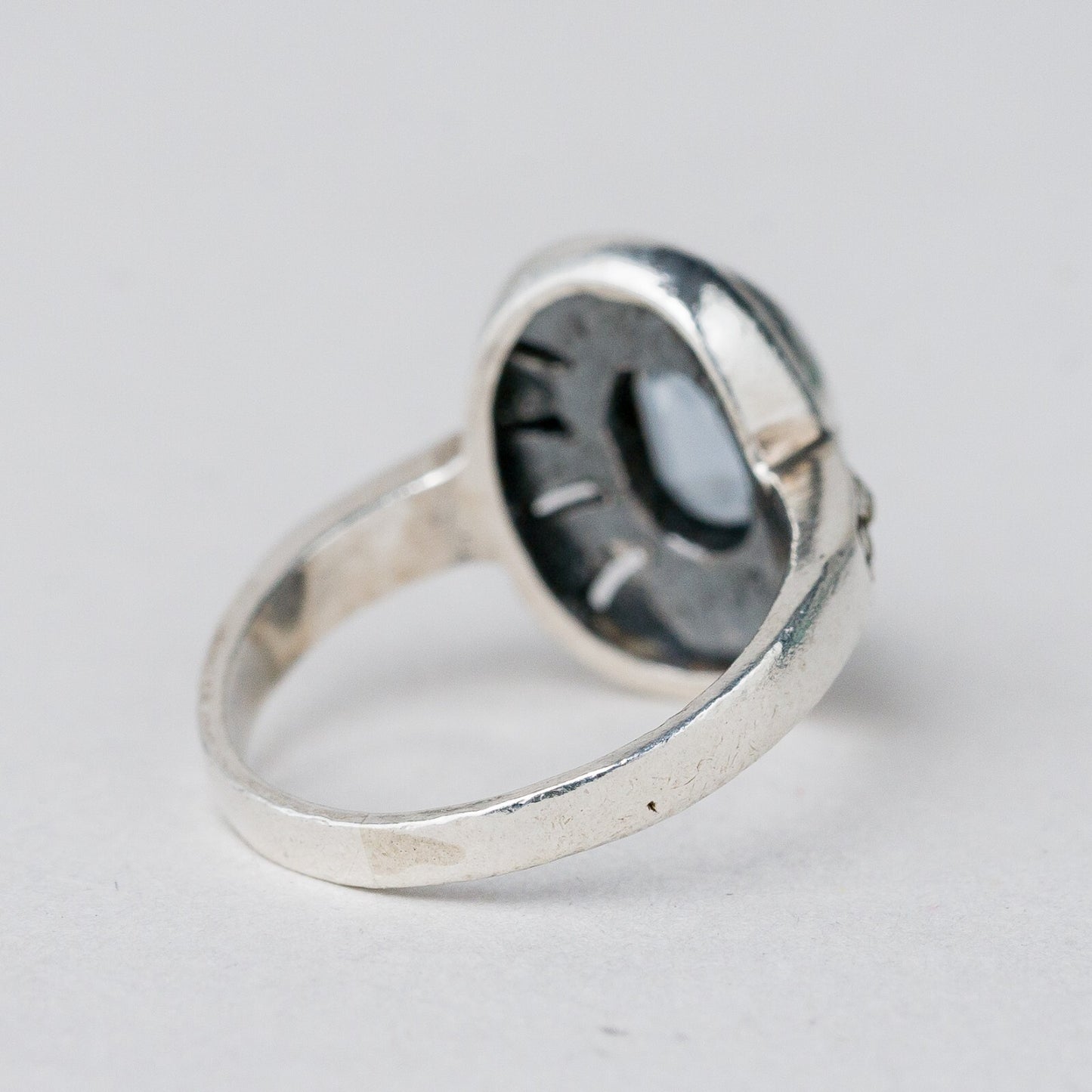 Silber Ring 925 Blauer Stein Größe 48 (15,3 mm Ø) 3,44 g3