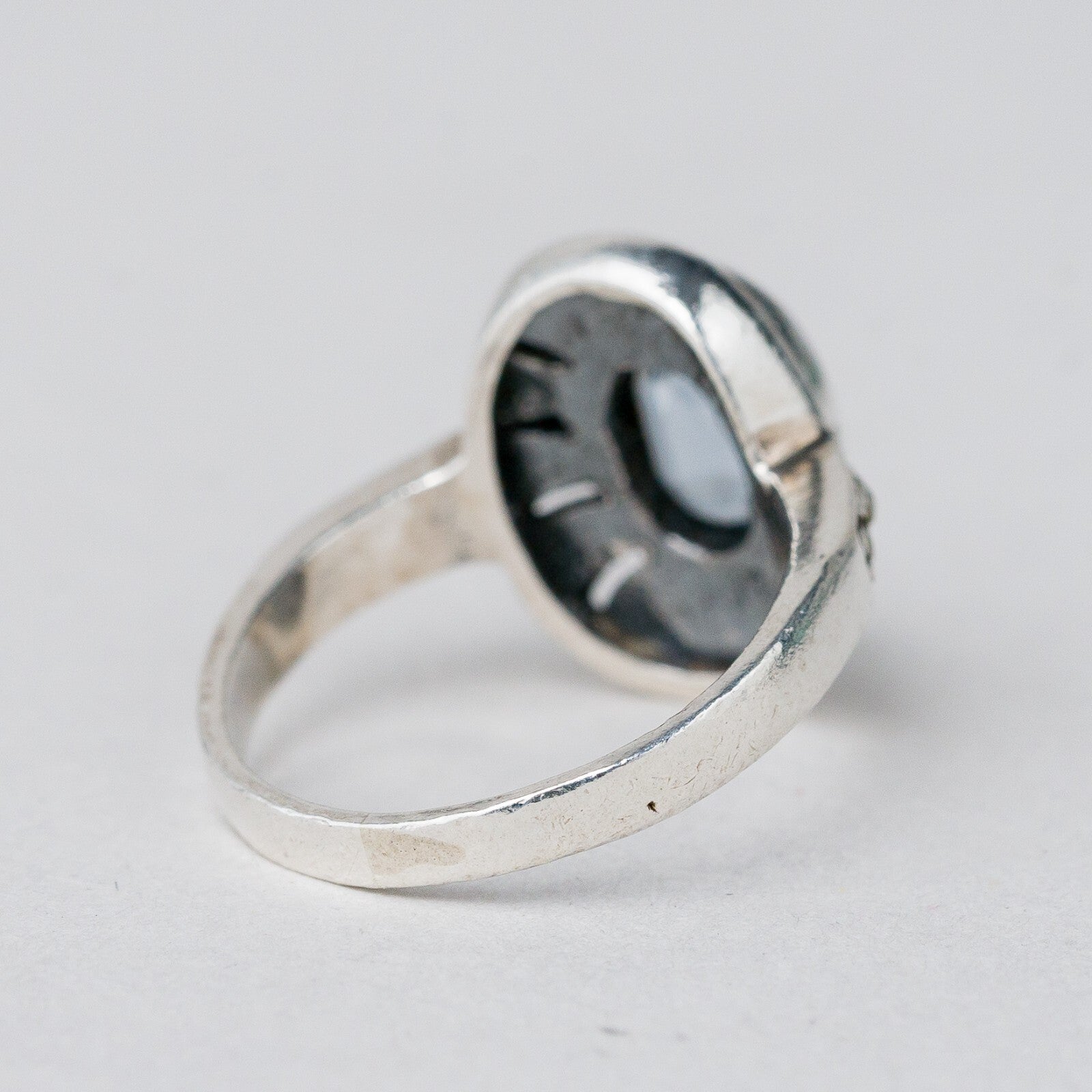 Silber Ring 925 Blauer Stein Größe 48 (15,3 mm Ø) 3,44 g3