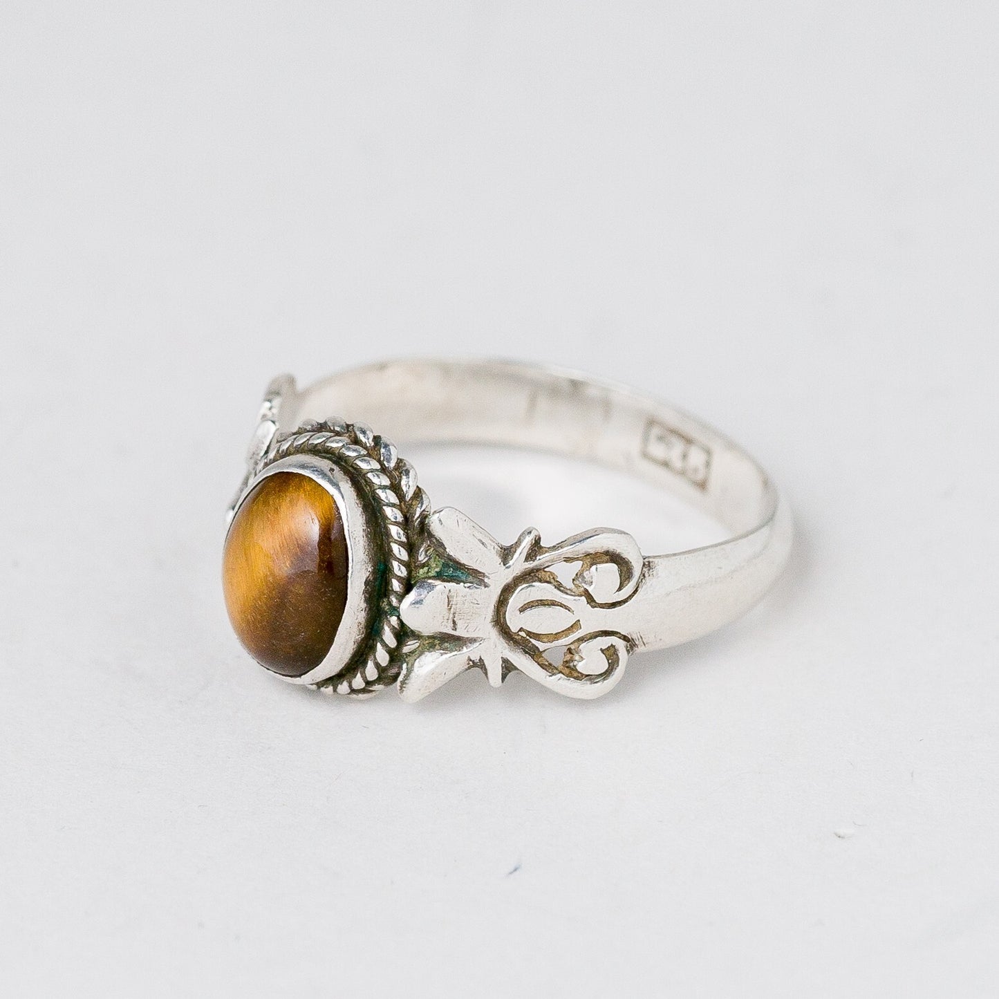 Silber Ring 56 (17,8 mm Ø) 925 Brauner Stein 2,51 g8