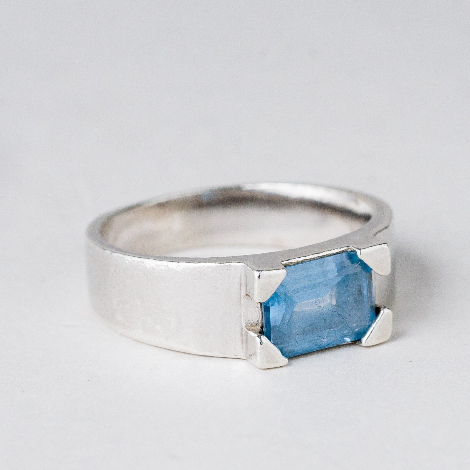 Silber Ring 925 Blauer Stein Größe 54 (17,2 mm Ø) 5 g5