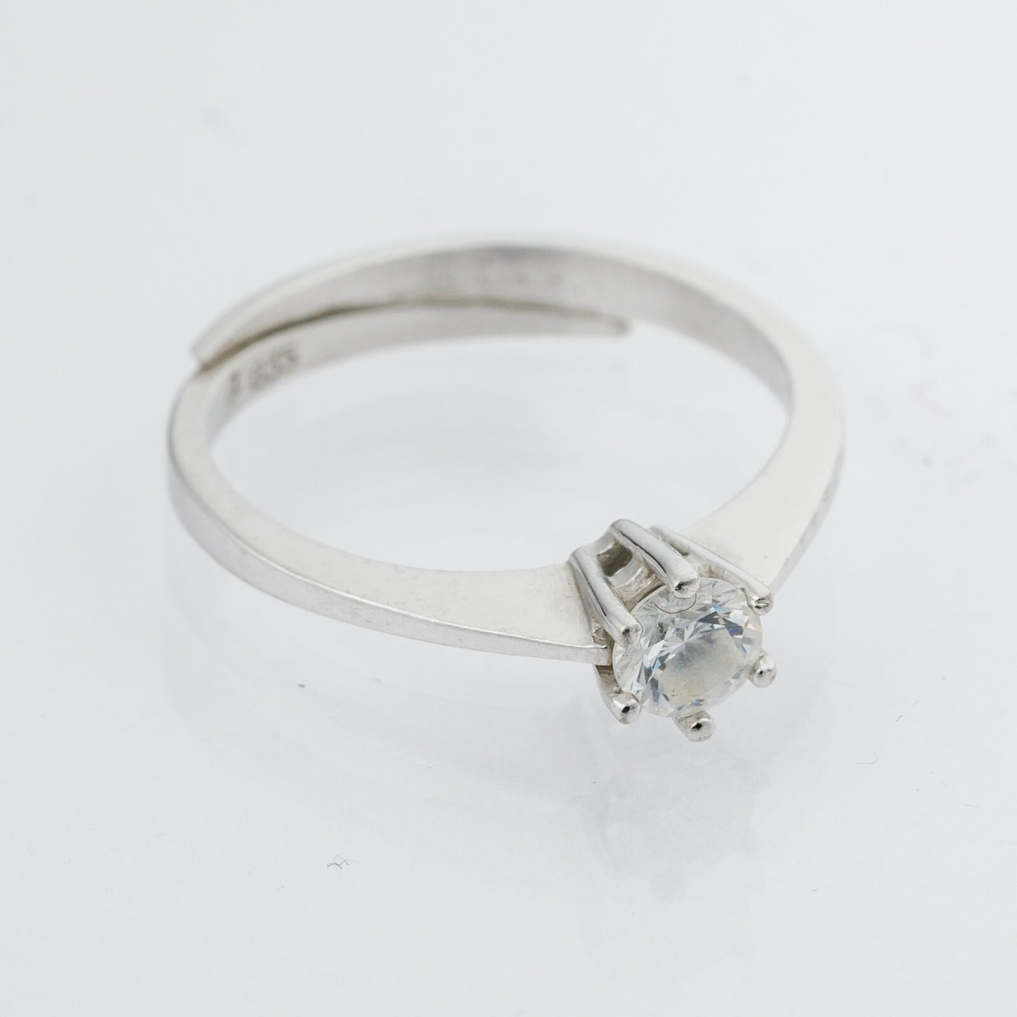 Silberring Weißer Stein 835er Silber 1,64 g Größe ab 53 (16,8 mm Ø)1