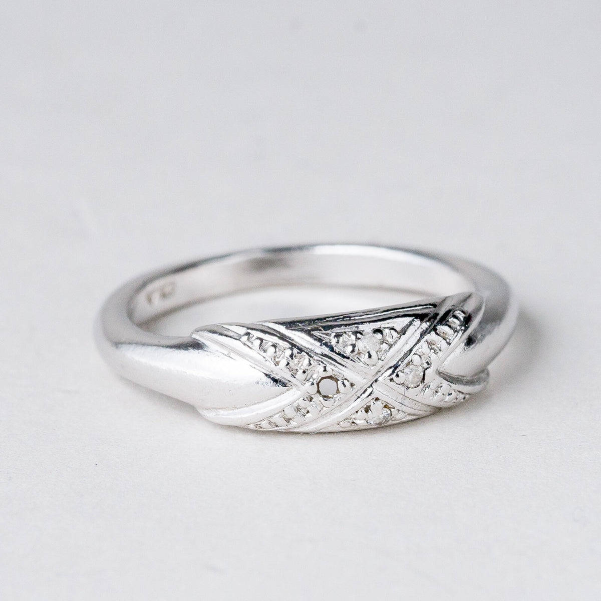 Silber Ring 925 Weiße Steine Größe 54 (17,2 mm Ø) 2,88 g6