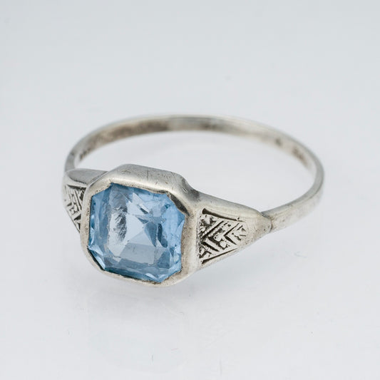 Silberring Blauer Stein 800er Silber 1,85 g Größe 54 (17,2 mm Ø)0