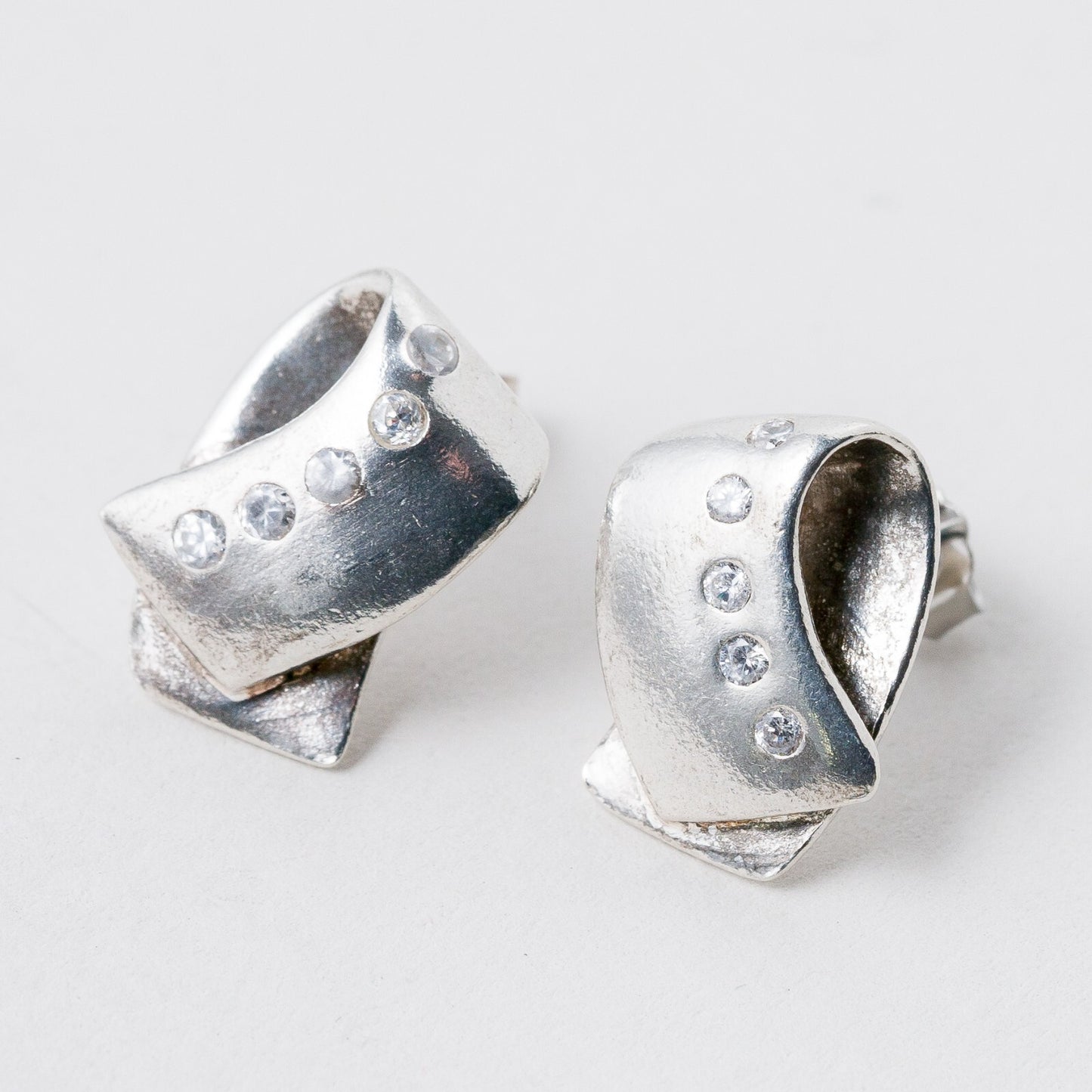 Silber Ohrringe Ohrstecker 925 Weiße Steine 6,84 g0
