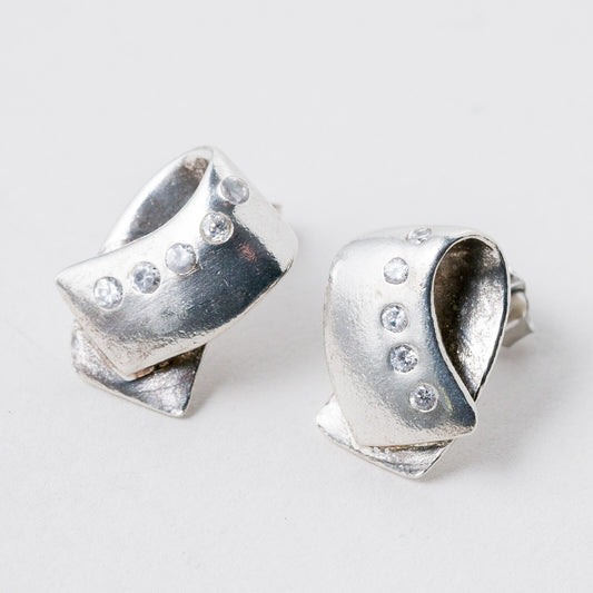 Silber Ohrringe Ohrstecker 925 Weiße Steine 6,84 g0
