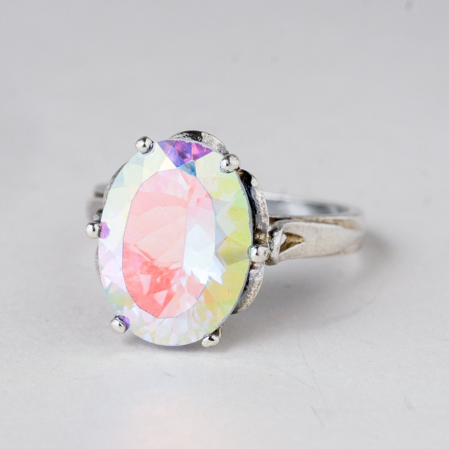 Silber Ring 925 Bunter Stein Größe 60 (19,1 mm Ø) 7,13 g0