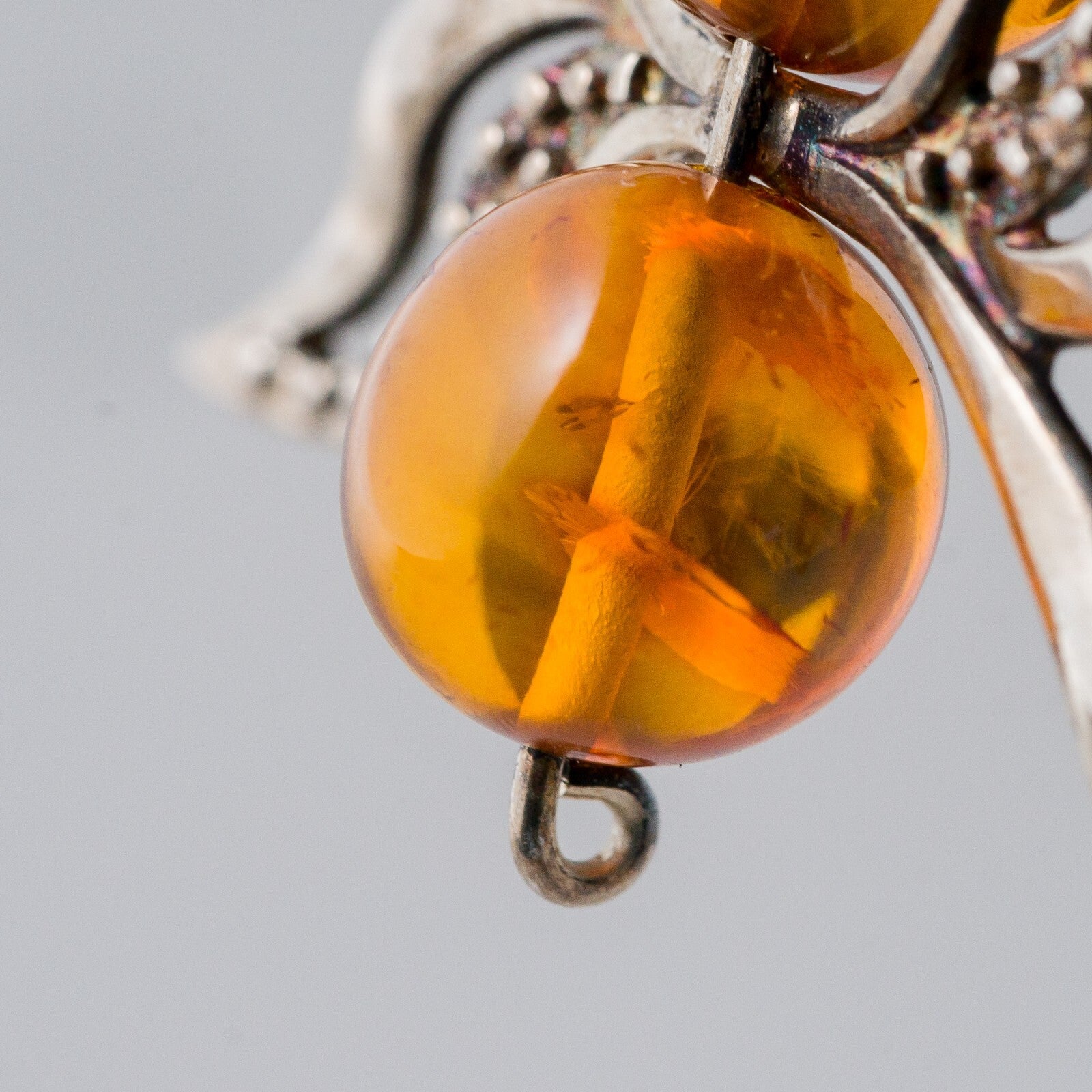 Silber Brosche Spange 925 Bernstein 6,35 g4