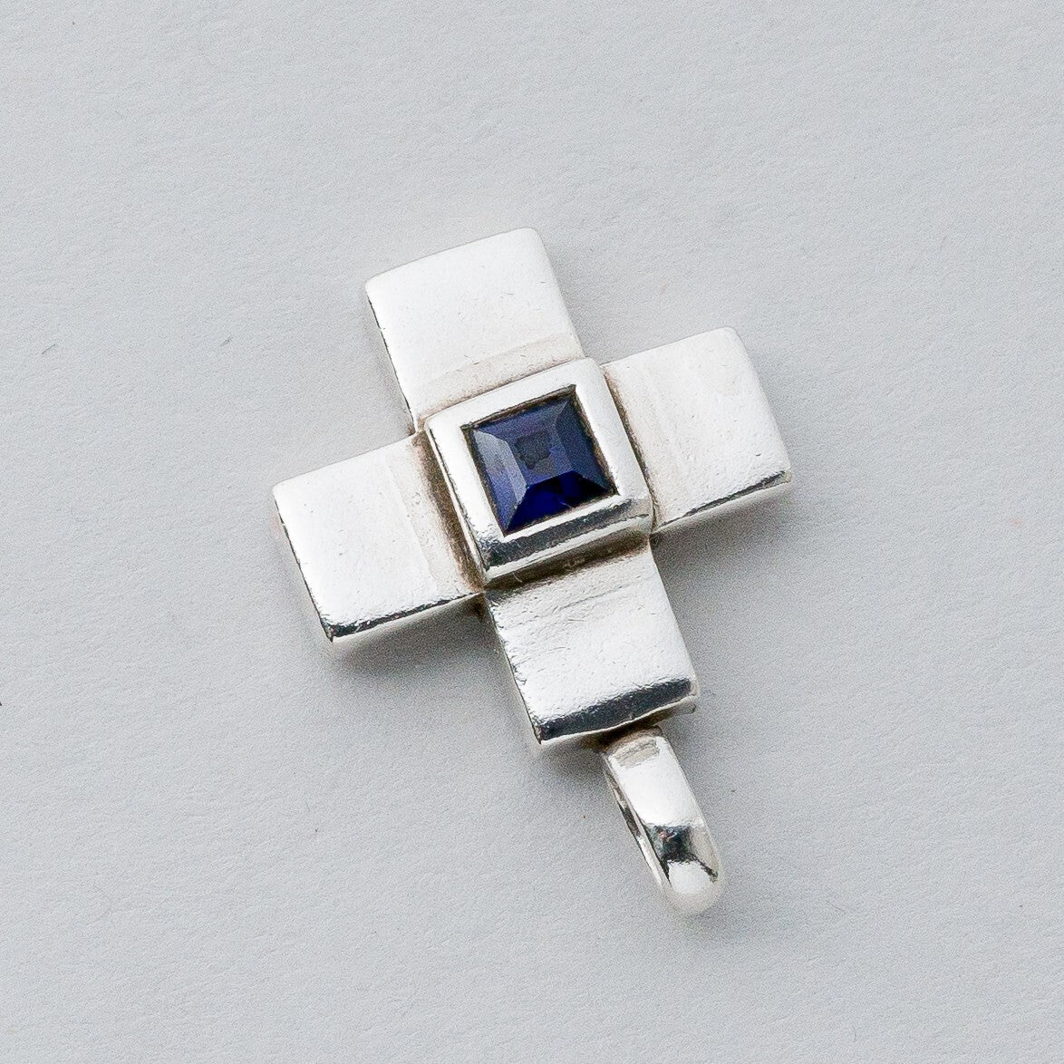 Silber Anhänger Kettenanhänger 925 Kreuz Blauer Stein 4,74 g1