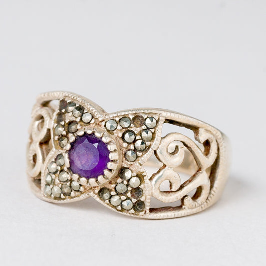 Ring Lila Stein 5,35 g 925er Silber Größe 57 (18,1 mm Ø)0