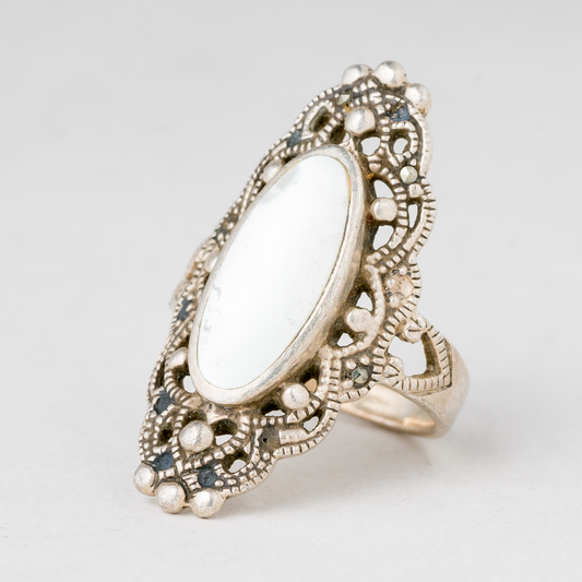 Ring Opal 925er Silber 5,59 g Größe 51 (16,2 mm Ø)0