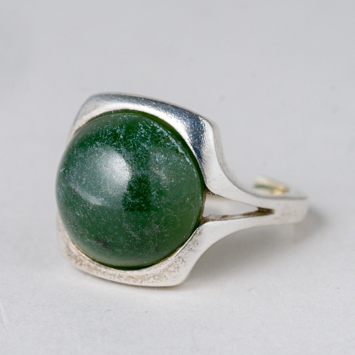 Silber Ring 925 Grüner Stein Größe flexibel 7,36 g0