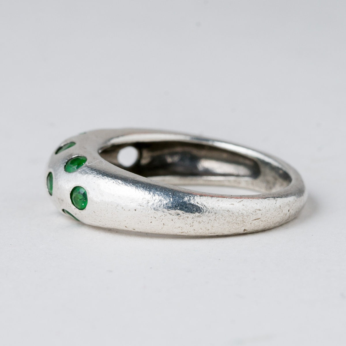 Silber Ring 925 Grüne Steine Größe 56 (17,8 mm Ø) 5,08 g4