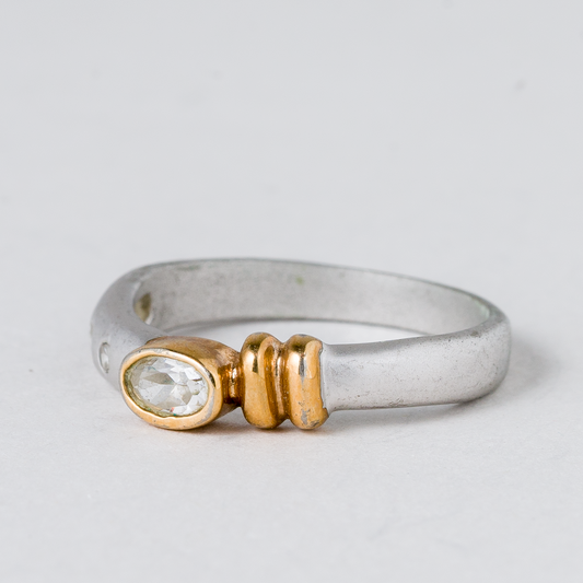 Ring Weißer Stein Silber vergoldet 2,47 g Größe 55 (17,5 mm Ø)0